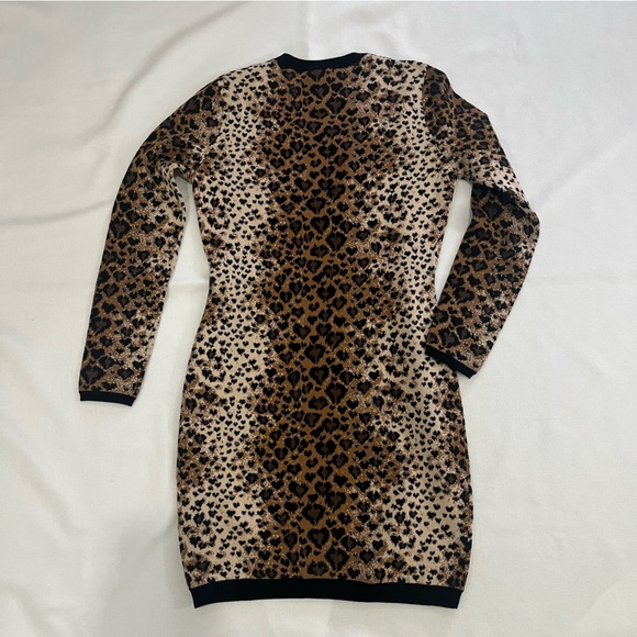 RED VALENTINO Leopard Print Long Sleeve Mini Sweater Dress Size M - Picture 4 of 10